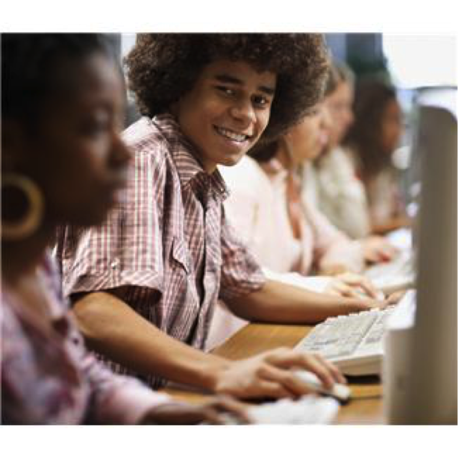 Student on computer